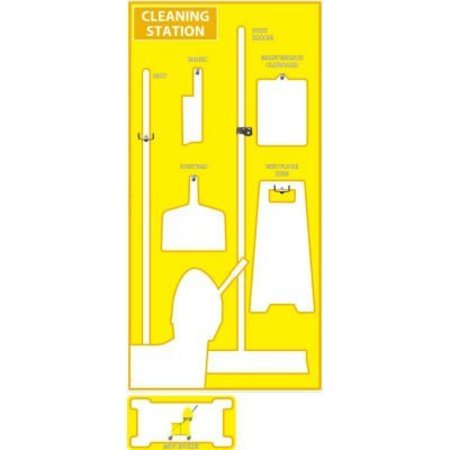 NMC National Marker Cleaning Station Shadow Board, Yellow/White, 72 X 36, Acp, General Purpose Composite SB147ACP